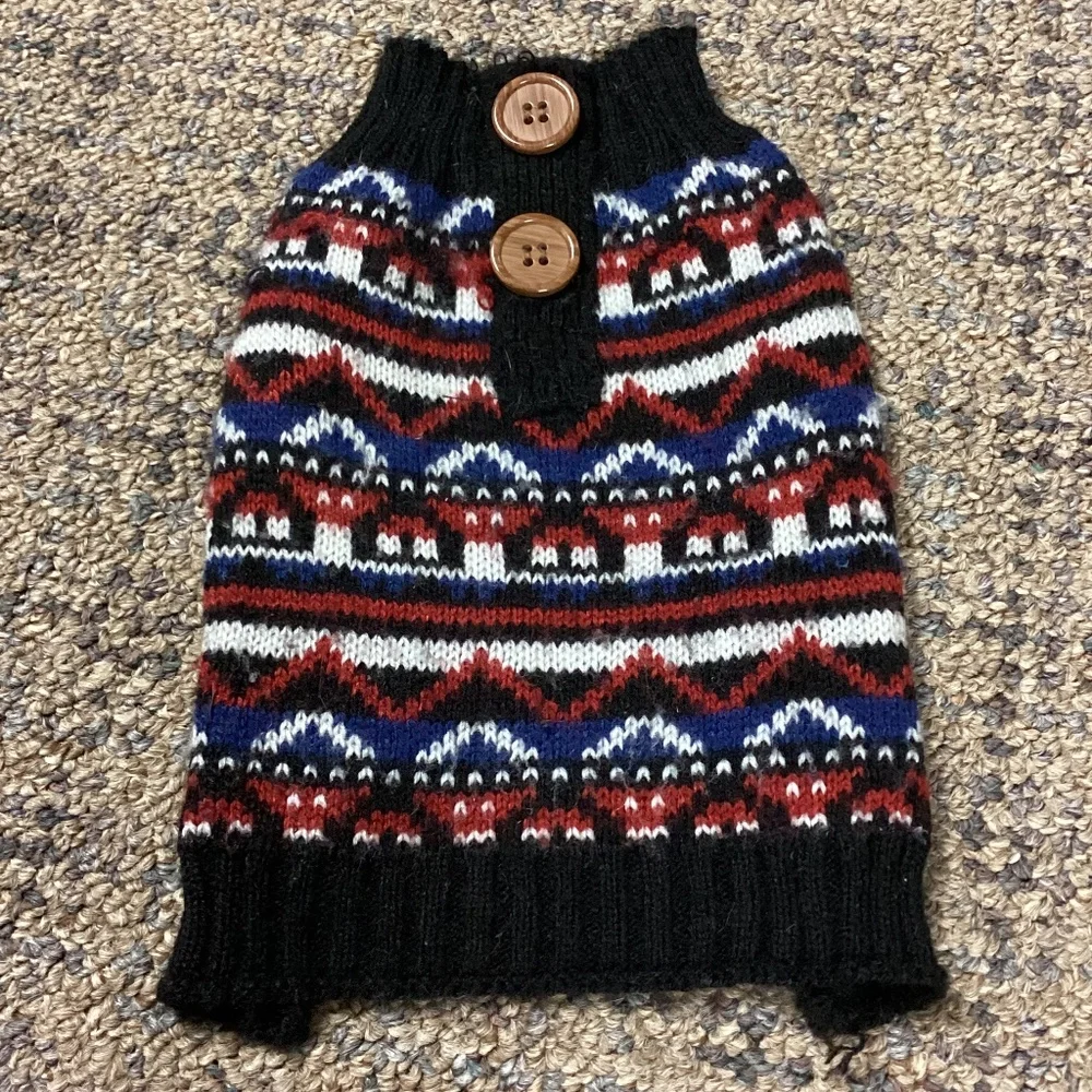 $3 Bundled * Navy White Burgundy Dog Sweater * Size XXS